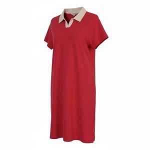 Toad&Co Womens Red Organic Cotton Polo T Mini Shirt Dress M Tenniscore Summer